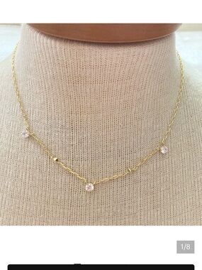 NWT Kendra Scott Jada Strand Gold White Crystal Necklace slide adjustable length